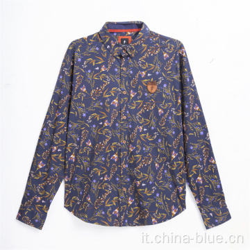 Shirt casual a maniche lunghe con stampa digitale maschile